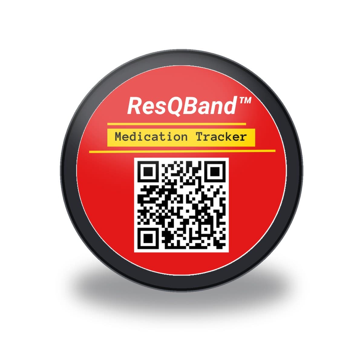 ResQBand Locate tracker wearing the red Medication Tracker label