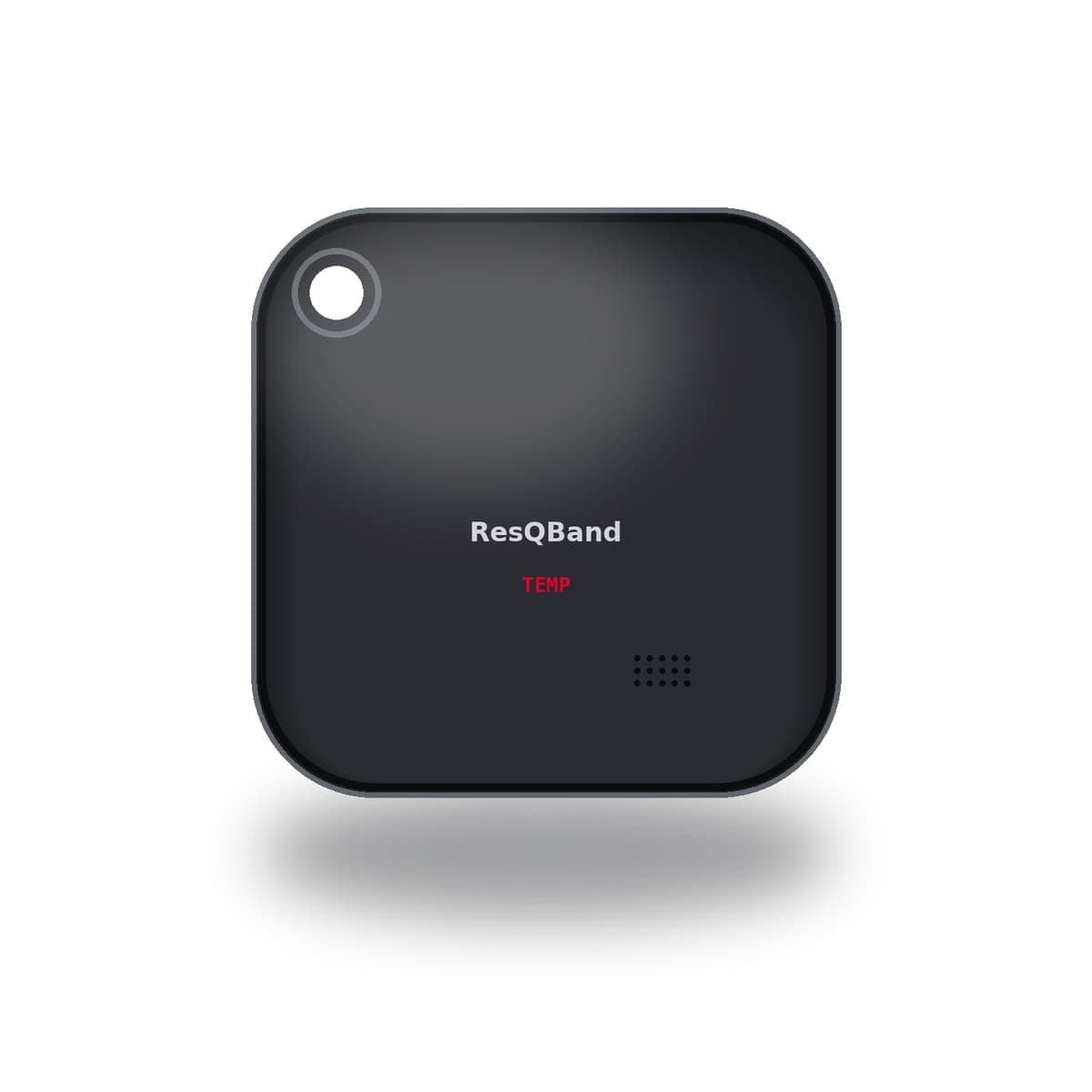 ResQBand Temp sensor, matte black with lanyard hole (render; genuine Govee H5074 supplied)